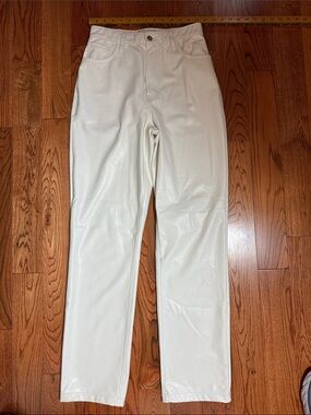 Abercrombie & Fitch White Ultra High Rise '90s Faux Leather Straight Jeans